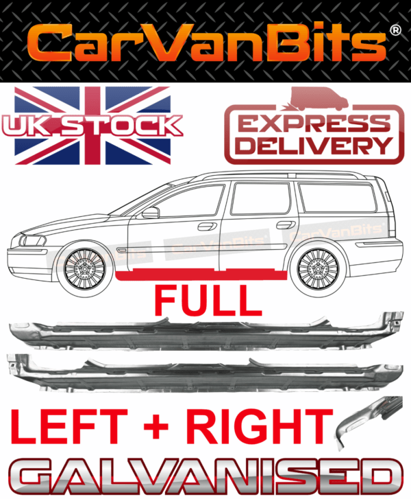 For Volvo V70 00 07 Full Sill Repair Body Rust Outer Rocker Panel Pair 375528490140