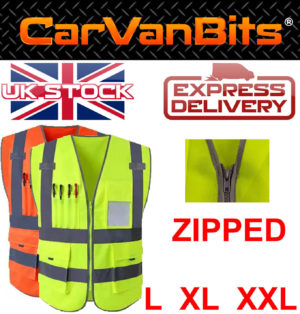 Hi Vis Viz Vest High Visibility Work Waistcoat With Id Pen Pockets Yellow Orange 374428262870