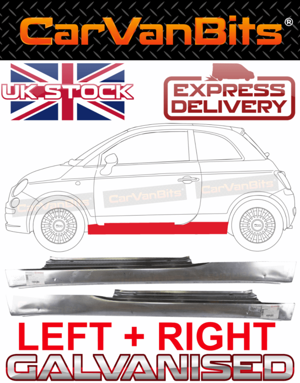 For Fiat 500 07 Full Sill Repair Body Rust Outer Panel Pair 375200573512