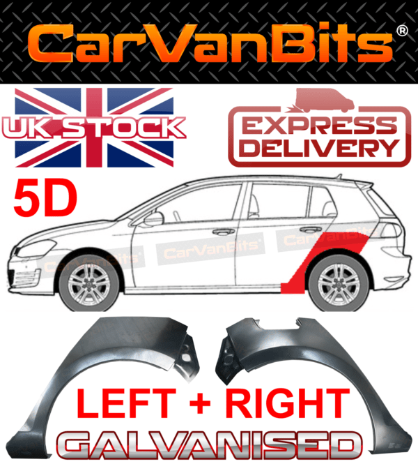 For Vw Golf 7 Vii Mk7 2012 5 Door Rear Wheel Arch Repair Body Outer Panel Pair 375744439202