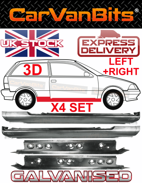 For Suzuki Swift 3 Door 88 05 Full Sill Repair Body Rust Inner Outer Panel 4 Set 375639572803