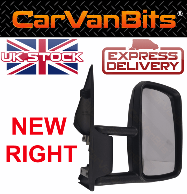 For Vw Lt 96 05 Complete Door Mirror With Black Housing And Chrome Glass Right 375307948253