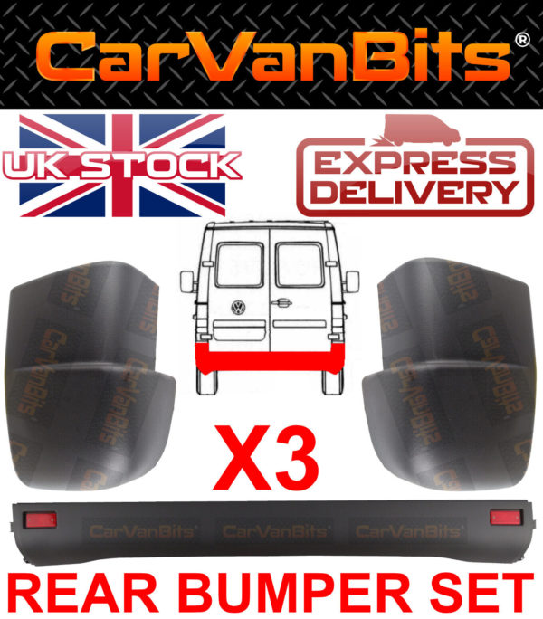 For Vw Lt Mercedes Sprinter 96 06 Dark Grey Rear Centre Bumper Plus Corners X3 374242118673