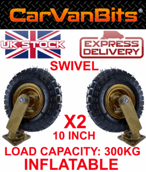 X2 Rubber Tyre 10 Inch Pneumatic Wheel Heavy Duty Inflatable Swivel 375131471393