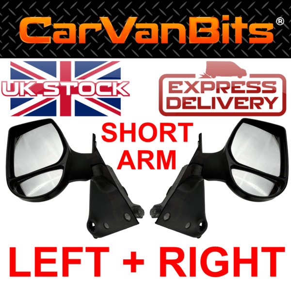 For Ford Transit Mk6 Mk7 00 13 Complete Door Mirror Black Housing Glass Pair 375655766095