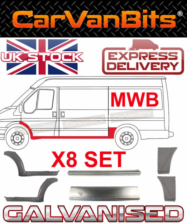 For Ford Transit Mwb 00 14 Mk6 Mk7 Rear Wheel Arch Side Door Repair Panel Set 8 374602713235