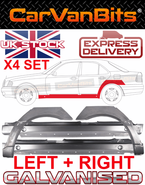 For Mercedes C Class W202 93 01 Full Sill Repair Body Rear Wheel Arch Panel Set 375216099125