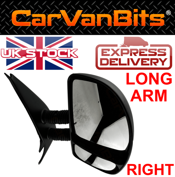 For Peugeot Boxer 94 06 Long Arm Complete Door Mirror Black Housing Glass Right 375657820566