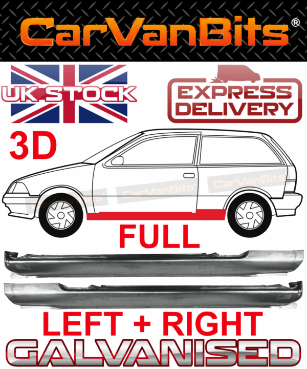 For Suzuki Swift 88 05 3 Door Full Sill Repair Body Rust Rocker Outer Panel Pair 375639508816