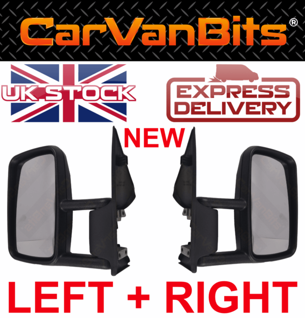 For Vw Lt 96 05 Complete Door Mirror With Black Housing And Chrome Glass Pair 375307952608