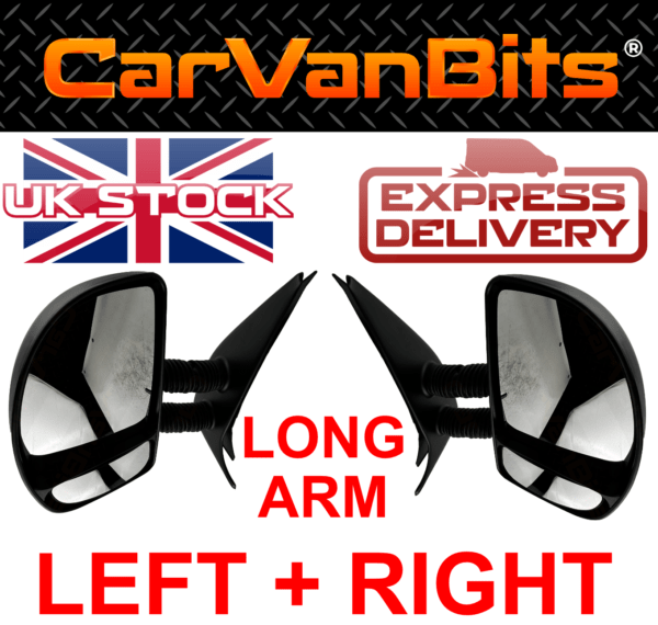 For Citroen Jumper 94 06 Long Arm Complete Door Mirror Black Housing Glass Pair 375657831999