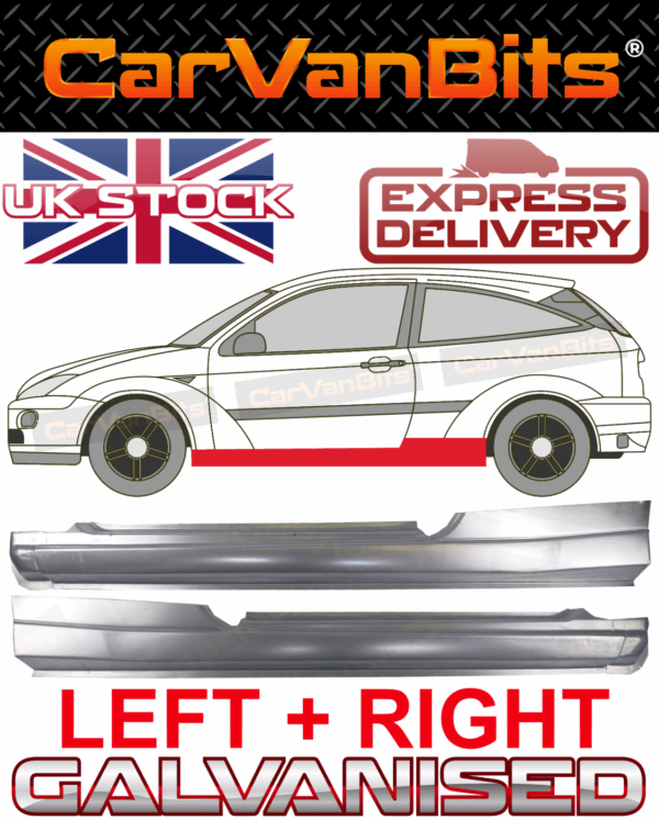 For Ford Focus 3 Door Mk1 98 07 Full Sill Repair Body Rust Outer Panel Pair 375291342179