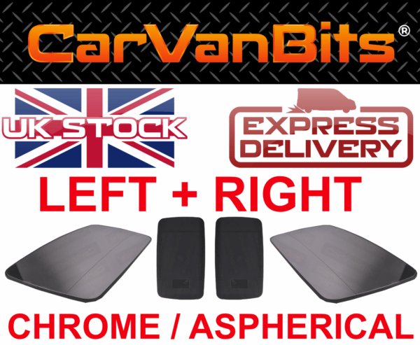 For Vw Lt Or Mercedes Sprinter 95 06 Wing Mirror Glass Chrome Aspherical Pair 375335003499